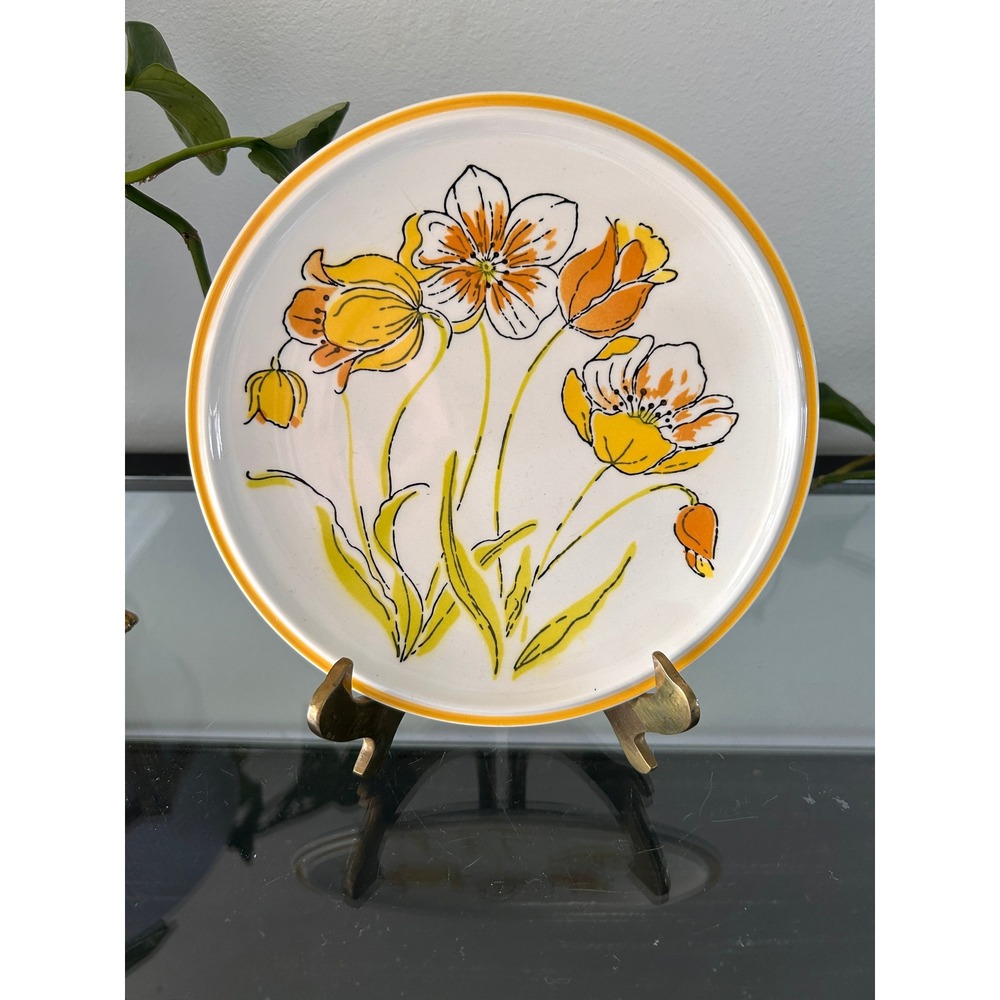 Vintage Premiere Colorama Spring Buds Salad Plate D7305 1970s Japan 7.5"